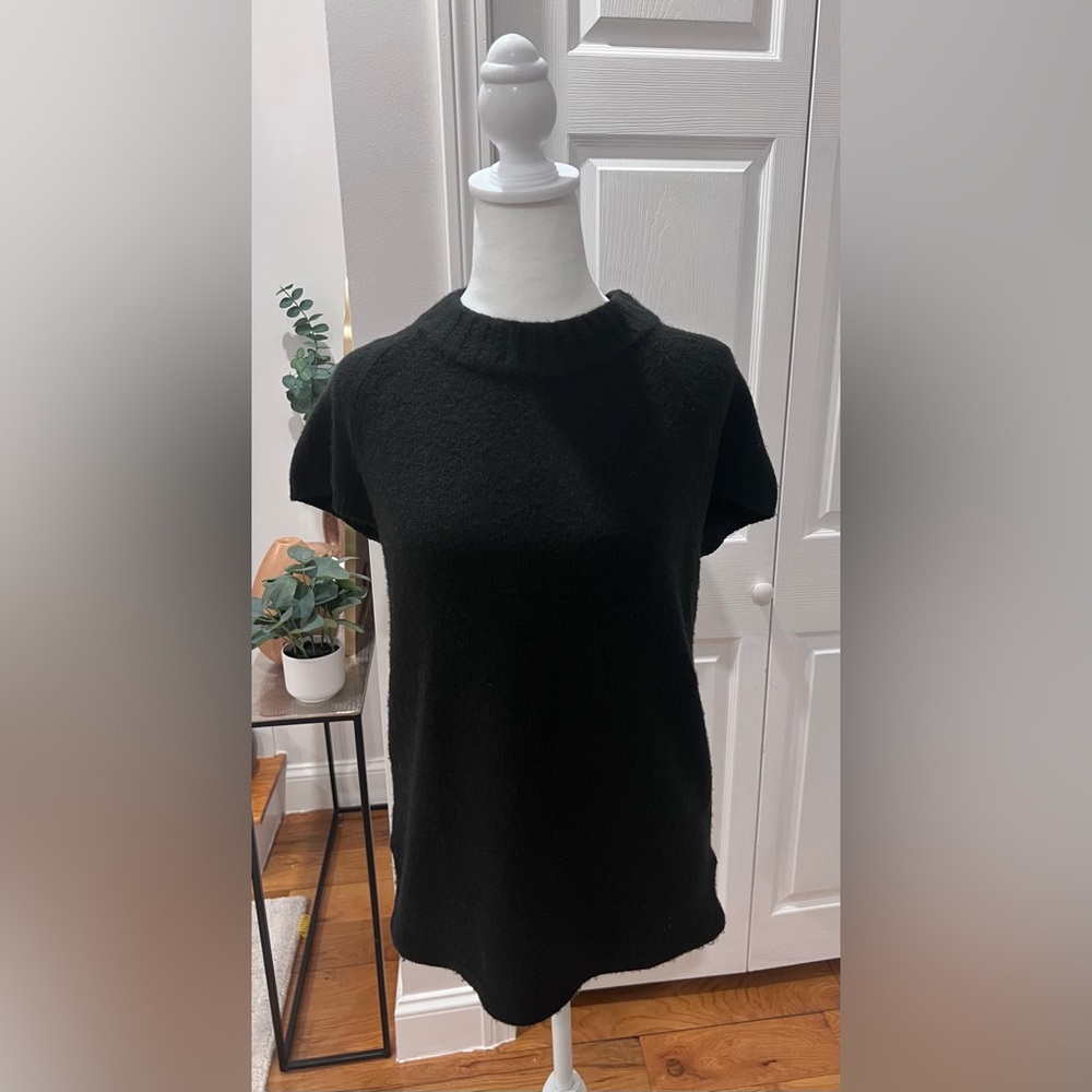 Cynthia Rowley Short Sleeve Mock Neck Sweater | Black | Small